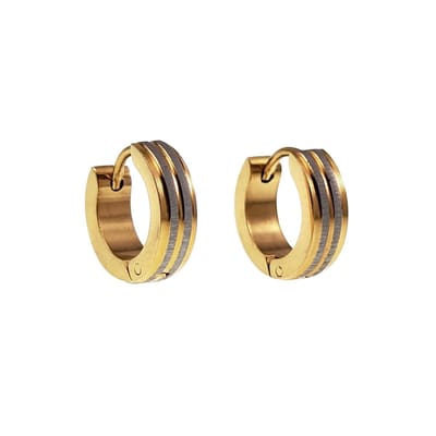 ∅13mm x 4mm Oorringen Unisex - Verguld RVS - Bicolor Oorbellen Dames - Heren