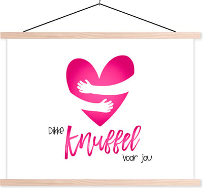 Posterhanger incl. Poster 120x90 cm - Schoolplaat - Beterschap - Quotes - Knuffels - Textielposter - Blanke latten