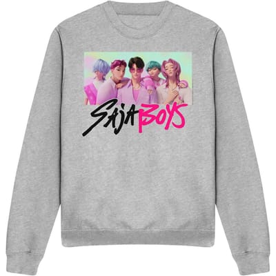 K-Pop Demon Hunters Unisex Adult Saja Boys Fotolijst Sweatshirt (Heide Grijs)