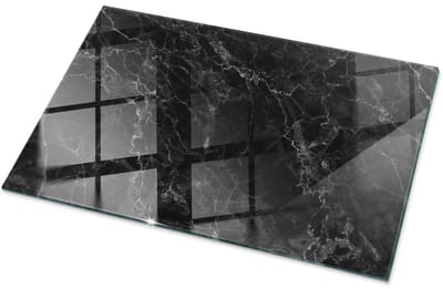 Tulup Tafelblad Glas - Marmerpatroon Met Aderen Glazen Tafelblad - 100 cm x 70 cm - Zwart Glazen Plaat - Rechthoekig Tafelblad Glas - Glazen Tafelblad voor de Woonkamer - Veiligheidsglas