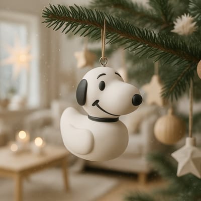 TheDuckSpecialist – Middelgrote Snoopy Eend Kersthanger – 3D-geprint PLA Ornament – Schattige Kerst Decoratie