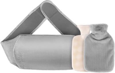 Warmwaterkruik 1 liter met zachte handwarmer en tailleovertrek voor comfort en pijnverlichting