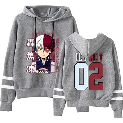 Nieuwe Anime Todoroki Shoto Print Hoodie Dames Heren Casual Tops Herfst En Winter Sweatshirts Streep Lange Mouw Harajuku Pullover M grijze kleur