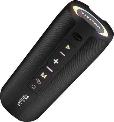 Voltma Fusion Pro Bluetooth Speaker - Draagbare draadloze luidspreker van 20W - IPX5 waterdicht met RGB-verlichting - 360° surround sound en Bluetooth 5.2 - tot 18uur speeltijd - met AUX, TF en USB-sleuf - Zwart