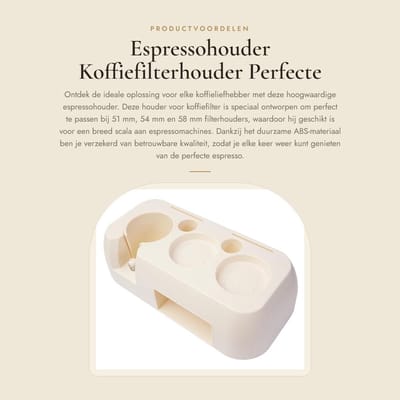 OmGoods - Dailygoody - Espressohouder - Koffiefilterhouder - Perfecte espresso - Wit - Espresso-gereedschap - Universeel inzetbaar - Geschikt voor 51/54/58 mm