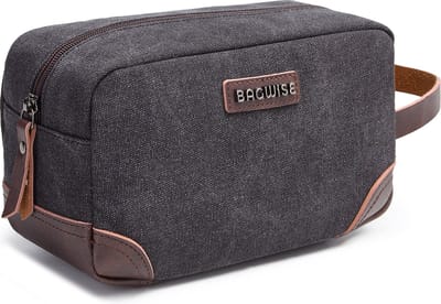 Bagwise® - Toilettas - Reistas - Travel Organizer - Reis Etui - Ophangbaar - Heren - Dames - Vintage Canvas - 1316 Antraciet Zwart