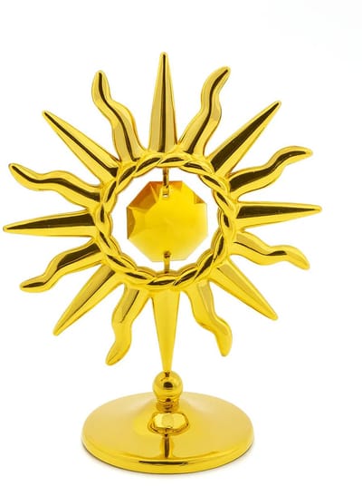 24K goud verguld zonnestaal met geel/orange bohemia kristal