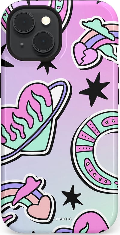 Casetastic Hoesje Geschikt voor Apple iPhone 15 Magsafe - Stijlvolle Beschermende Duo-layer Case - Paarse Droomwereld