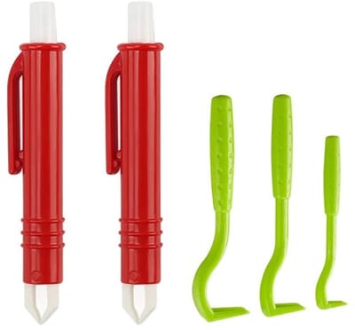 Tekentang - 5 stuks - tekenverwijderaar - tekenpincet - 3 haken + 2 pincetten - Teken verwijderen in enkele seconden - Traantangen voor honden- katten en mensen – Rood + Groen - Veilige tekentang voor mens en dier