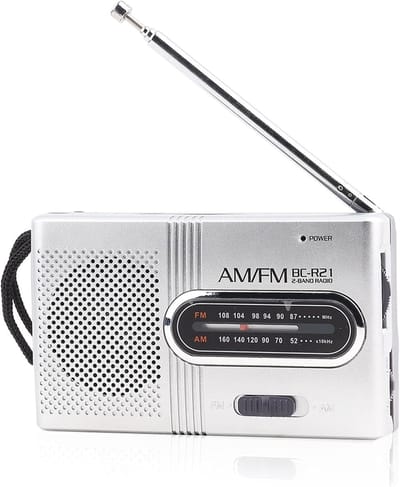 Noodradio - AM/FM Radio - Kleine Draagbare Radio op Batterijen - Batterij Radio - Noodpakket - Zakradio - Keukenradio - Draagbare Radio - Koptelefoonaansluiting - Radio op Batterijen voor Rampen - Voor reizen, noodgevallen en entertainment