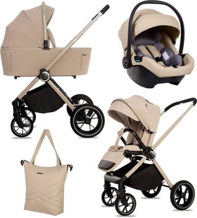 BabyLux® Kinderwagen 3in1 Set GAVIA, Opvouwbare Lichtgewicht Kinderwagenset Incl. Reiswieg, Buggy, I-Size Baby-Autostoeltje, Luiertas En Meer Accessoires, 4 Ligstanden, 0-22kg, Uv-Bescherming 50+