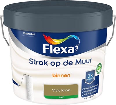 Flexa - Strak Op De Muur Binnen Mat - Vivid Khaki - Mengverf - 2,5 L