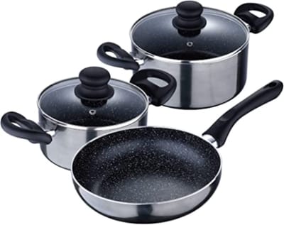 Gratyfied Pannenset Inductie Vrijstaand - Koekenpan Inductie Met Glazen Deksel - 3 Stuks - Zwart