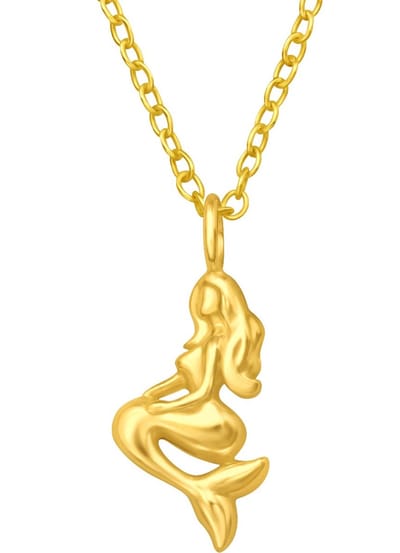 Joy|S - Zilveren zeemeermin hanger met ketting 45 cm - gold plated - voor kinderen - goudkleur