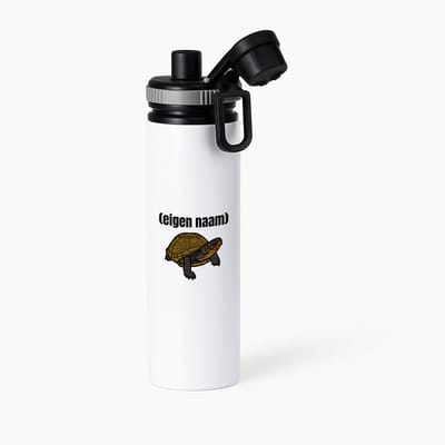 Hacebo® - schildpad met eigen naam waterfles met draaidop grijs - Schildpad - schildpad liefhebbers - iemand die houdt van schildpadden - verjaardag - cadeau - kado - geschenk - water fles - 850ML