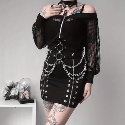 Dames Sexy Body Borstketting Sieraden Taille Riem Buikkettingen Festival Mode Sieraden Voor Dames Gotische Accessoires black