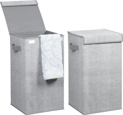 Opvouwbare Wasmand voor Badkamer of Slaapkamer - Grijs - Geschikt voor Kinderen - Set van 2