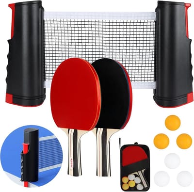 Professionele Tafeltennisset met Tafeltennisbatjes en Ballen - Complete Set voor Binnen en Buiten