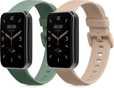 kwmobile 2x horlogebandjes geschikt voor Xiaomi Mi Band 7 Pro bandje - Smartwatch bandjes van TPU - Activity tracker horloge band in pastelgroen / oudroze