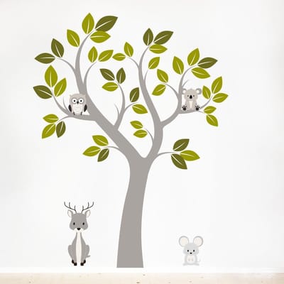 Muurstickers babykamer boom met dieren