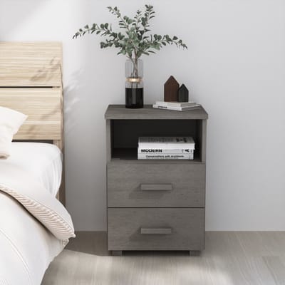 vidaXL - Nachtkastje - HAMAR - 40x35x62 - cm - massief - grenenhout - lichtgrijs