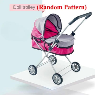 Poppenwagen voor Kinderen Opvouwbare Baby Speelgoed Poppenwagen Lichtgewicht Doe-alsof Spel Beste Kerst Verjaardagscadeau voor Meisjes & Jongens gray
