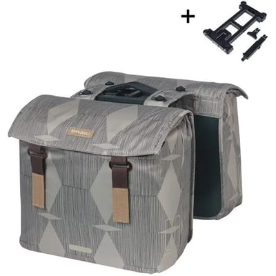 Basil Elegance - Dubbele fietstas MIK - 40-49L - Waterafstotend materiaal - Gerecycled PET polyester - Chateau taupe