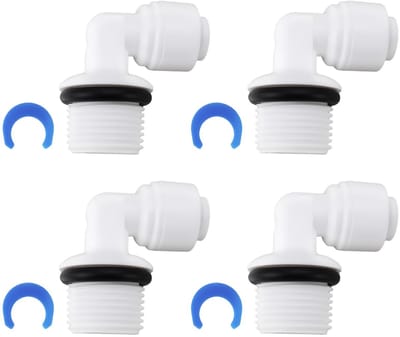 Dailygoods- Elleboog 90° Quick Connect - 4x Connector 3/8" - 1/4" AG - PVC met O-ring - Waterfilter - Omgekeerde Osmose - Lichtgewicht en duurzaam - Slangconnector