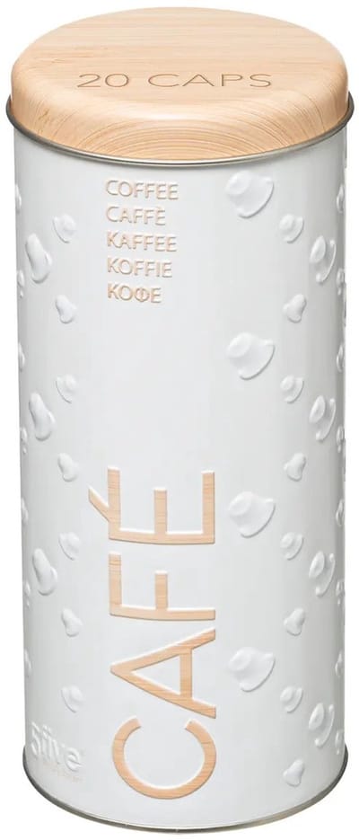 Trendoz Koffie pads voorraadbus en bewaarblik - metaal - 18 x 8 cm - voor 20 koffie pads