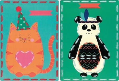 Vervaco - Borduurkaart kit - Poes en panda set van 2 - PN-0157040 - Borduren - Borduurpakket - Borduurpakket kind