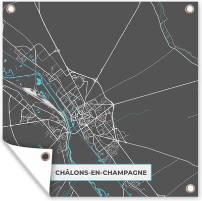 Tuin poster Frankrijk - Châlons-en-Champagne - Stadskaart - Kaart - Plattegrond - 200x200 cm - Tuindoek
