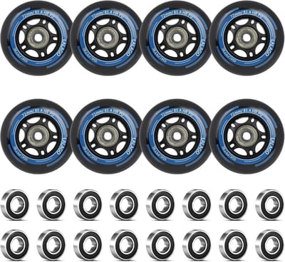 Set van 8 Inline Skate Wielen 72 mm met ABEC 9 Kogellagers voor Onderhoud en Upgrade