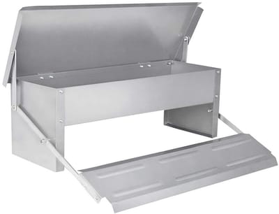 NAIZY Voederbakken met pedaalpoten 5KG Pluimveevoederbak van metaal Automatische voederbakken Waterdichte machine Voederstation Voederbak voor kippen Eten