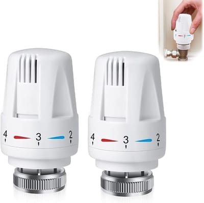 Thermostaatknop - 2 stuks - Radiatorknop - Radiatorknoppen - handwiel radiatorknop - geschikt voor danfoss radiatorthermostaatkraan - radiatorknoppen ouderwets - M30x1,5 - Wit - plastic - voor Thuis kantoor