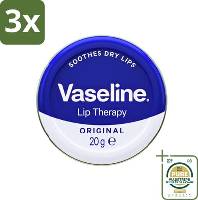 3 x Vaseline - Original - Lip Therapy - Beschermend - 20 g - Grootverpakking - Lippenbalsem - Lippenbescherming - Vocht Vasthouden - Droge Lippen Verzachten - Uitdroging Voorkomen