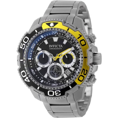 Invicta Ti-22 49492 Herenhorloge - Quartz Uurwerk - Titanium met Zwarte Wijzerplaat - 48 mm