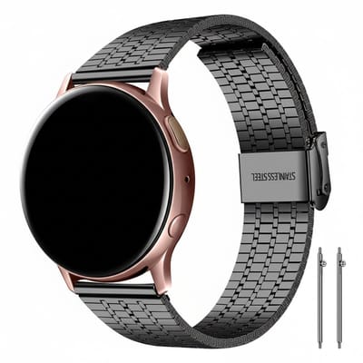 Stalen bandje - geschikt voor Garmin Venu (2 Plus) / Venu SQ (2) / Vivomove (Style - Sport) / Vivoactive 3 / 5 / 6 / Forerunner 55 / 165 / 245 / 645 / 570 - 42mm - zwart