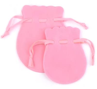 5 LUXE velours / fluwelen zakjes roze rond S