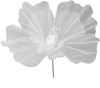 Organza Bloem, Grote 50 Cm Kunstzijde Gaas Bloem Met Kralen Applicaties, Organza Lint Nep Bloemen Voor Ambachten Doe-het-zelf Verjaardag Bruiloft Feestdecoratie(wit)