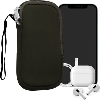 kwmobile telefoontasje universeel geschikt voor XXL - 7" smartphones - 17,7 x 8,5 cm - Hoesje met rits en polslusje -In donkergroen -