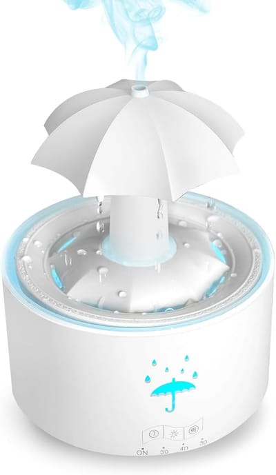 Luchtbevochtiger Kinderkamer - Regen Aroma Diffuser - Ontspannende Sfeer Creëren - Met Afstandsbediening - 300ml Tank - Wit