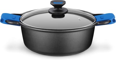 Gegoten aluminium antiaanbakpan met glazen deksel - 28 cm