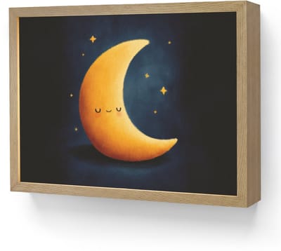 Wandlamp 40x30 cm - Oplaadbaar - Maan - Geel - Sterren - Gezichtje - Wandlampen binnen woonkamer - Slaapkamer lamp - Decoratieve nachtlamp - Vloerlamp draadloos