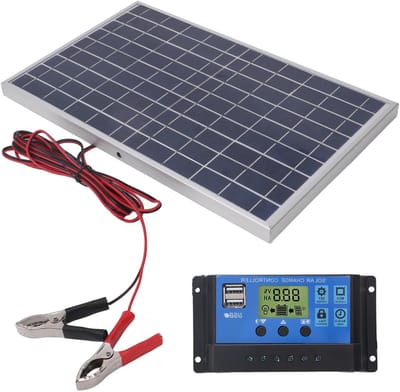 Draagbaar Zonnepaneel - Zonne-energie Kit - Buiten opladen - Inclusief Laadregelaar - 10 Watt - Zwart