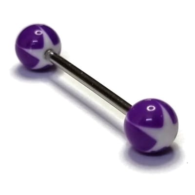 Aramat Jewels | Tongpiercings | Witte Paarse Acryl Ster Tongpiercing | | | |6mm | Staal | Volwassenen | Verkleurd niet