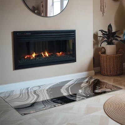 Coloray Vloerplaat Houtkachel - Onderplaat Kachel - 140 cm x 70 cm - Houtkachel Vloerplaat - Zwart en wit Vloerplaat Kachel - Vloerplaat Voor Kachel - Vloerplaat voor Houtkachel - Vloerplaat Open Haard - Plaat Kachel