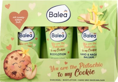 Balea Geschenkset - You are the Pistachio to my Cookie | 3-delig - Bodylotion, Douchegel & Hand-Nagelbalsem - Pistache & Vanille | Cadeauverpakking - Kerstcadeau