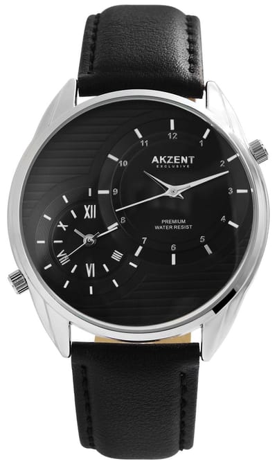 AKZENT Herenhorloge imitatieleer Reda, Mineralglas