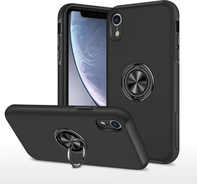 Telefoonhoesje Met Vingerring & Magneet voor Telefoohouders - Hoesje Geschikt voor: iPhone Xs Max - Anti-drop harde cover - Zwart