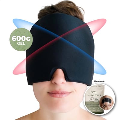Ryce® Migraine Muts - Masker - Extra Dik 600G - Hoofd - Neusstrips - Spreiders - Anti snurken - Pijn - Combi Pack - Zwart